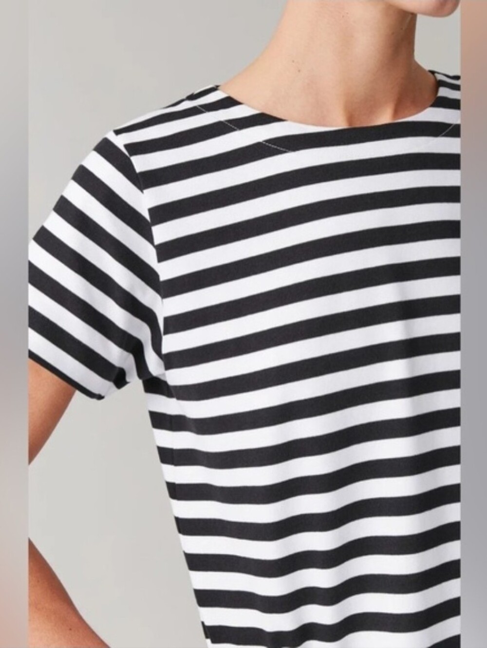 COS Classic Striped Crew Neck Short Sleeve T Shirt 100% Cotton
